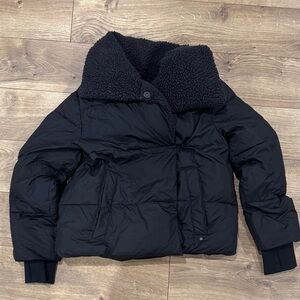 UGG Charcoal Puffer Jacket with Sherpa Collar
